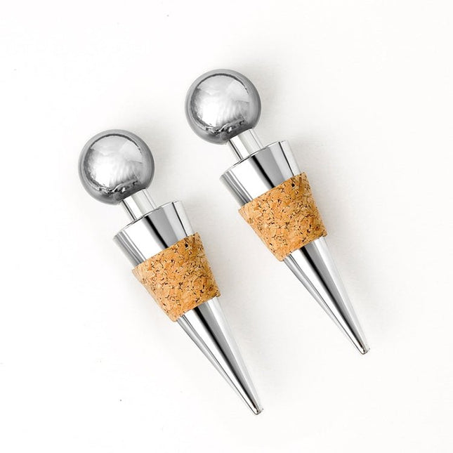 2 PCS Metal Cork Red Wine Stoppers Synthetic Wood Wine Corks - DealBuddy