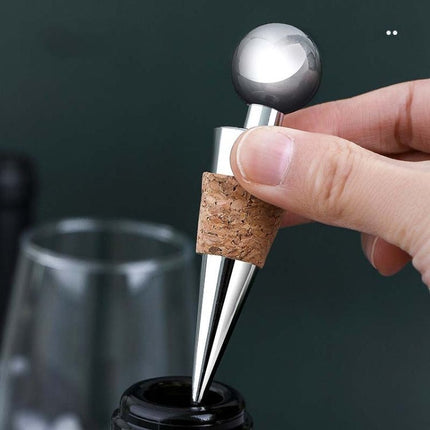 2 PCS Metal Cork Red Wine Stoppers Synthetic Wood Wine Corks - DealBuddy