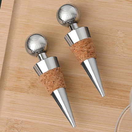2 PCS Metal Cork Red Wine Stoppers Synthetic Wood Wine Corks - DealBuddy