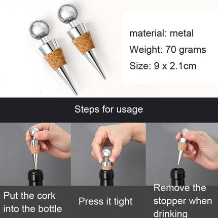 2 PCS Metal Cork Red Wine Stoppers Synthetic Wood Wine Corks - DealBuddy