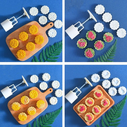 2 PCS Moon Festival Round Hand - Pressed Pastry Mold Baking Tools, Model: - DealBuddy