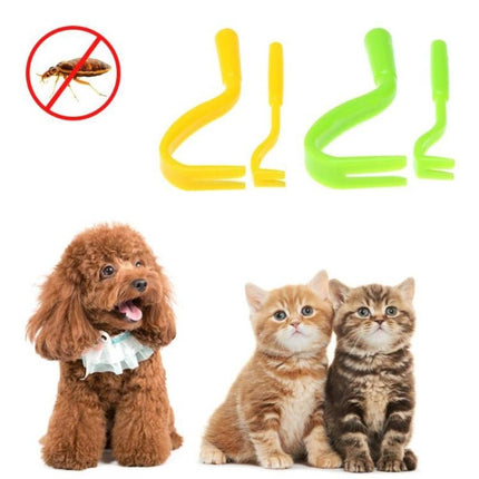 2 PCS Pet Catcher Flea Clipper Animal Deworming Pull Hard Tick Extractor Cats and Dogs Lice Scavenging Flea Hook, 2 PCS Green, 2 PCS Yellow, 2 PCS Blue - DealBuddy