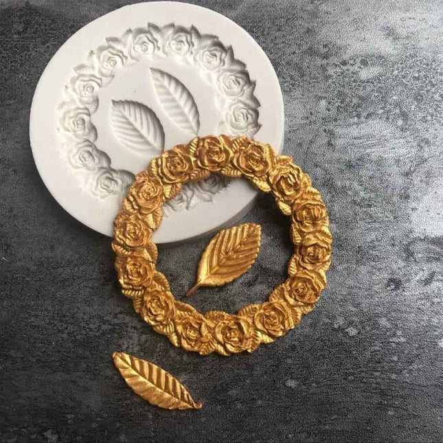 2 PCS Rose Garland Rose Leaf Silicone Fondant Mold Cake Edging Decoration Tool Baking Glue Mold - DealBuddy