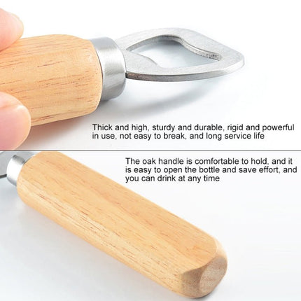 2 PCS Stainless Steel Beer Bottle Opener with Rubber Wood Handle Creative Gift Soda Bottle Driver - DealBuddy