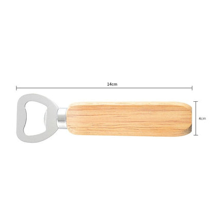 2 PCS Stainless Steel Beer Bottle Opener with Rubber Wood Handle Creative Gift Soda Bottle Driver - DealBuddy