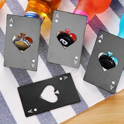 2 PCS Stainless Steel Bottle Beer Opener Poker Playing Card Spades Soda Bottle Cap Opener - DealBuddy