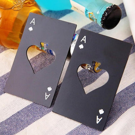 2 PCS Stainless Steel Bottle Beer Opener Poker Playing Card Spades Soda Bottle Cap Opener - DealBuddy