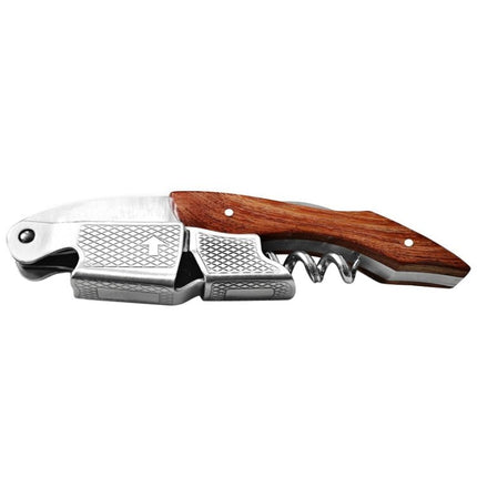 2 PCS Wood Handle Professional Multifunction Double Steel Head Portable Screw Corkscrew Wine Bottle Opener - DealBuddy