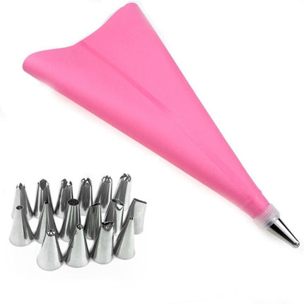 2 Sets Reusable Silicone Pastry Bag Cake Decorating Tools with 16 Nozzles Tips - DealBuddy