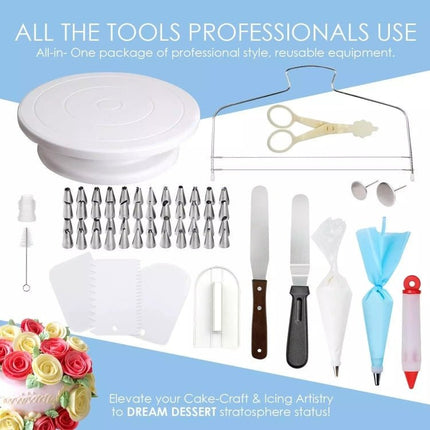 205 in 1 Cake Decorating Turntable Set Cake Decorating Mouth Baking Utensils - DealBuddy