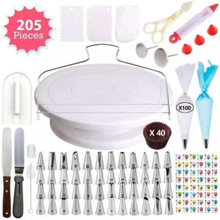 205 in 1 Cake Decorating Turntable Set Cake Decorating Mouth Baking Utensils - DealBuddy