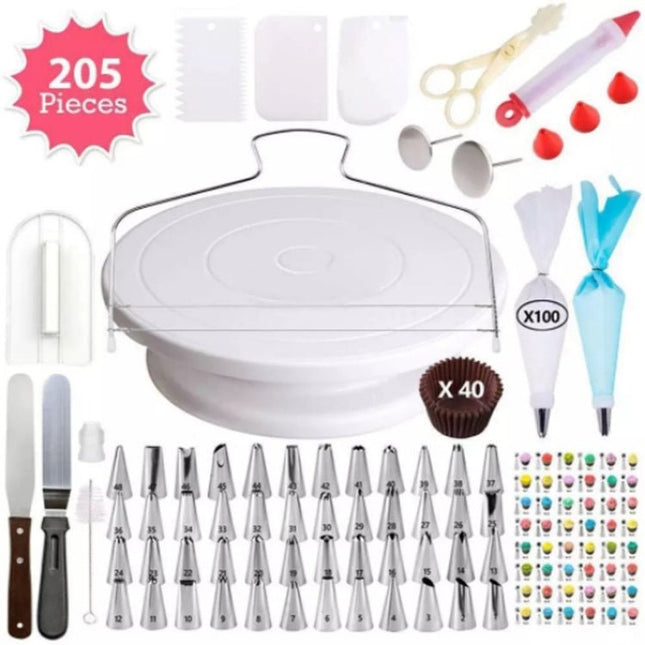 205 in 1 Cake Decorating Turntable Set Cake Decorating Mouth Baking Utensils - DealBuddy