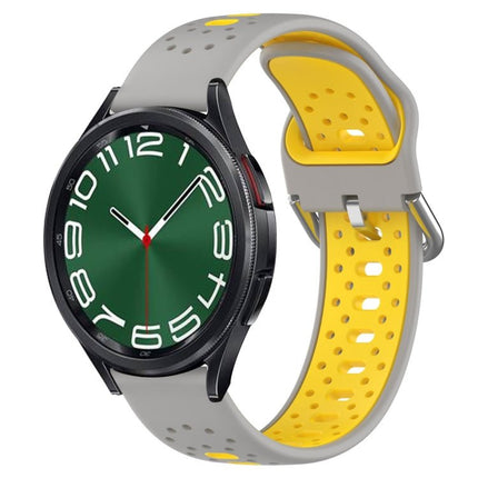 20mm Breathable Two-Color Silicone Watch Band, For Samsung Galaxy Watch 6 40mm, For Samsung Galaxy Watch 6 Classic 43mm - DealBuddy