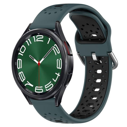 20mm Breathable Two-Color Silicone Watch Band, For Samsung Galaxy Watch 6 40mm, For Samsung Galaxy Watch 6 Classic 43mm - DealBuddy