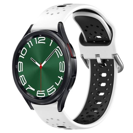 20mm Breathable Two-Color Silicone Watch Band, For Samsung Galaxy Watch 6 Classic 47mm, For Samsung Galaxy Watch 5 44mm, For Samsung Galaxy Watch 5 40mm - DealBuddy