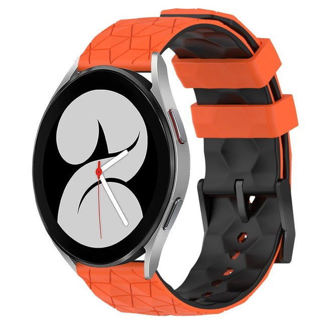 20mm Football Pattern Two-Color Silicone Watch Band, For Samsung Galaxy Watch 4 40mm, For Samsung Galaxy Watch 4 Classic 42mm, For Samsung Galaxy Watch 4 Classic 46mm, For Samsung Galaxy Watch Active 2 40mm - DealBuddy