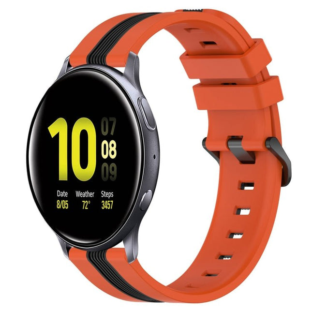 20mm Vertical Two - Color Silicone Watch Band, For Samsung Galaxy Watch Active2 40mm, For Samsung Galaxy Watch Active2 44mm, For Samsung Galaxy Watch 42mm, For Samsung Galaxy Watch 6 44mm - DealBuddy