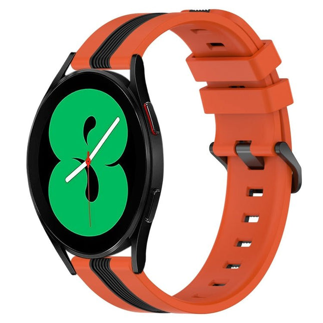 20mm Vertical Two - Color Silicone Watch Band, For Samsung Galaxy Watch4 44mm, For Samsung Galaxy Watch4 40mm, For Samsung Galaxy Watch4 Classic 42mm, For Samsung Galaxy Watch4 Classic 46mm - DealBuddy