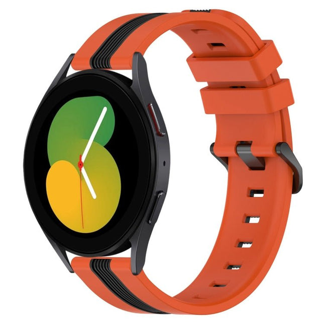 20mm Vertical Two - Color Silicone Watch Band, For Samsung Galaxy Watch5 44mm, For Samsung Galaxy Watch 6 Classic 47mm, For Samsung Galaxy Watch5 40mm, For Samsung Galaxy Watch5 Pro 45mm - DealBuddy