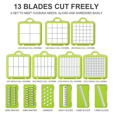 22 in 1 Multifunctional Food Chopper Grater Onion Dicer Veggie Cutter with 13 Stainless Steel Blades - DealBuddy