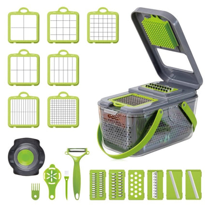 22 in 1 Multifunctional Food Chopper Grater Onion Dicer Veggie Cutter with 13 Stainless Steel Blades - DealBuddy