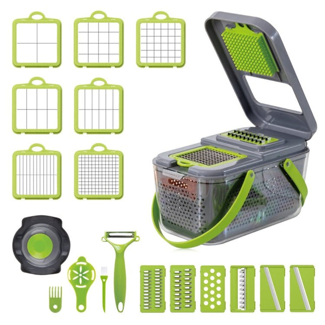 22 in 1 Multifunctional Food Chopper Grater Onion Dicer Veggie Cutter with 13 Stainless Steel Blades - DealBuddy
