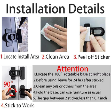 2pcs Child Proof Refrigerator Lock No - Drill Anti - Pinch Baby Safety Lock - DealBuddy