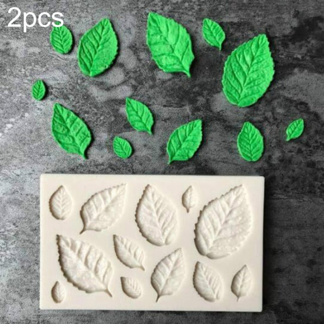 2PCS Sugarcraft Leaf Silicone Fondant Mold Cake Decorating Tools Chocolate Baking Mold - DealBuddy