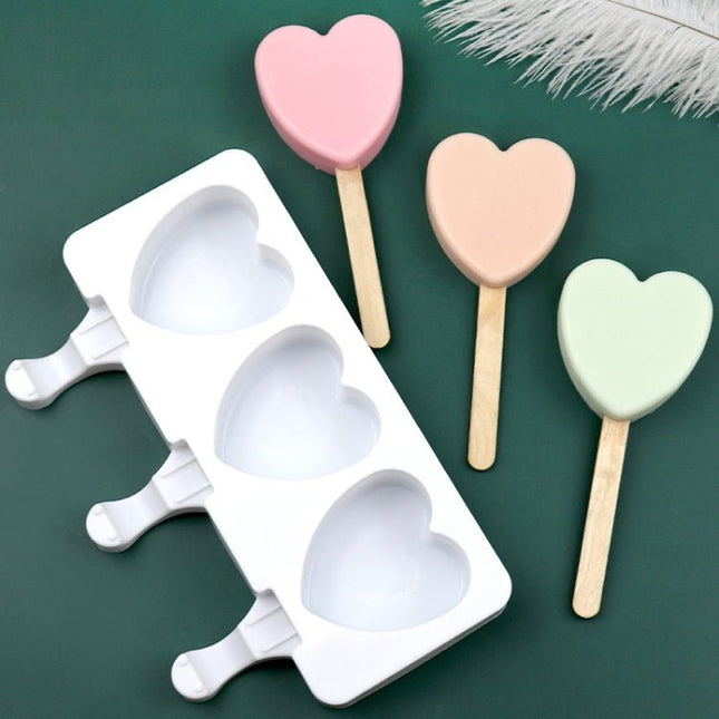 3 Grids Heart Shape Ice Cream Model DIY Pudding Mold Without Stick - DealBuddy
