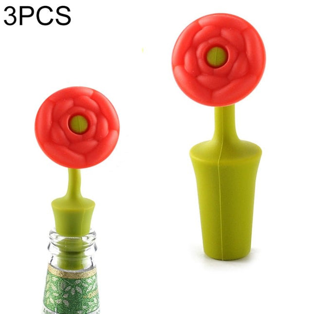 3 PCS Creative Wine Drink Preservation Stopper Flower Silicone Wine Stopper - DealBuddy