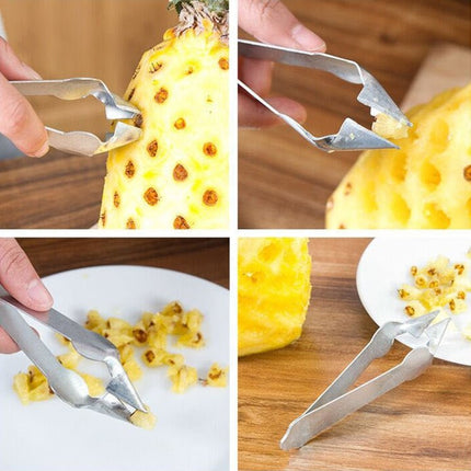 3 PCS Stainless Steel Non - slip Tip Open Blade Pineapple Clip Fruit Eye Digger - DealBuddy