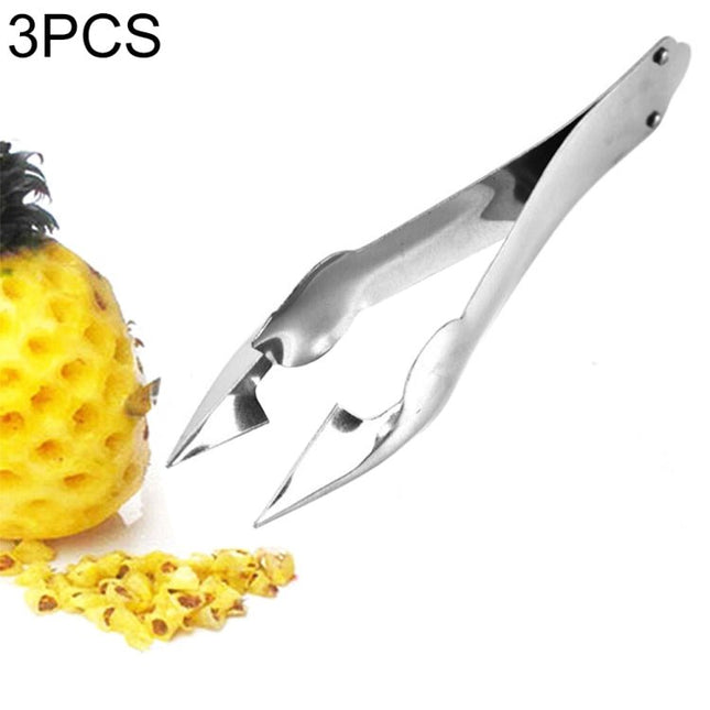 3 PCS Stainless Steel Non - slip Tip Open Blade Pineapple Clip Fruit Eye Digger - DealBuddy