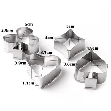 3 Sets Stainless Steel Poker Cookie Mold Playing Cards Cake Fondant Mold Spade Heart Biscuit Cutter - DealBuddy
