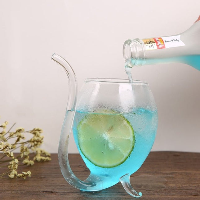 300ML Creative Glass Mug Milk Cup with straw Cold Drink Cup Juice Mug Wine Glass - DealBuddy