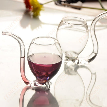 300ML Creative Glass Mug Milk Cup with straw Cold Drink Cup Juice Mug Wine Glass - DealBuddy