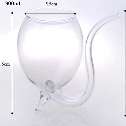 300ML Creative Glass Mug Milk Cup with straw Cold Drink Cup Juice Mug Wine Glass - DealBuddy