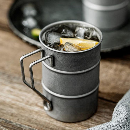 304 Stainless Steel Camping Mug Sandblasted Vintage Distressed Cup for Coffee, Beer, Outdoor, Picnic & Commercial Use - DealBuddy