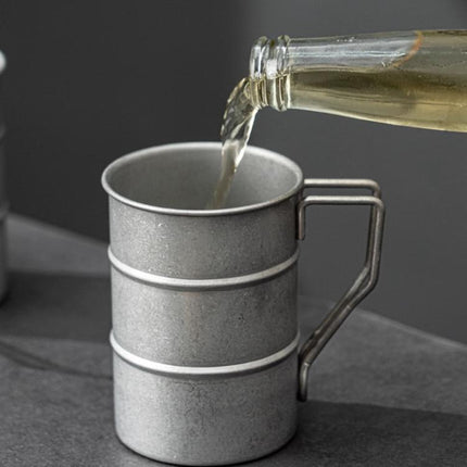 304 Stainless Steel Camping Mug Sandblasted Vintage Distressed Cup for Coffee, Beer, Outdoor, Picnic & Commercial Use - DealBuddy