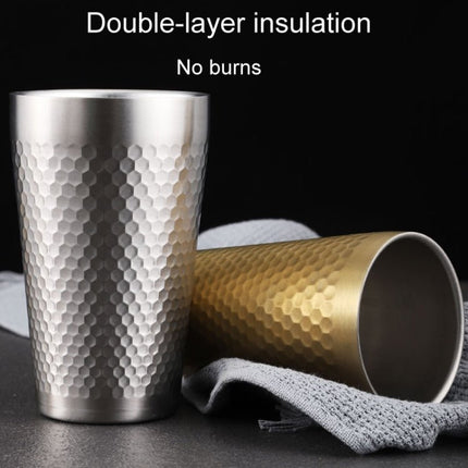 304 Stainless Steel Hammer Mug Thickened Double - Layer Restaurant Tea Cups - DealBuddy