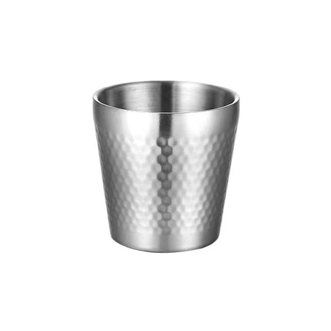 304 Stainless Steel Hammer Mug Thickened Double - Layer Restaurant Tea Cups - DealBuddy