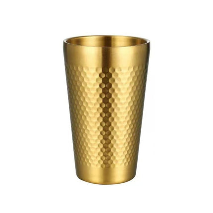 304 Stainless Steel Hammer Mug Thickened Double - Layer Restaurant Tea Cups - DealBuddy