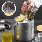 304 Stainless Steel Ice Bucket Double - Layer Hollow Bar Beer Wine Barrel With Ice Clip, Capacity: 1.3L - DealBuddy