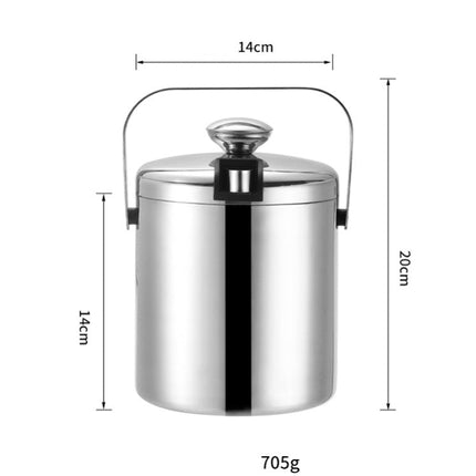 304 Stainless Steel Ice Bucket Double - Layer Hollow Bar Beer Wine Barrel With Ice Clip, Capacity: 1.3L - DealBuddy