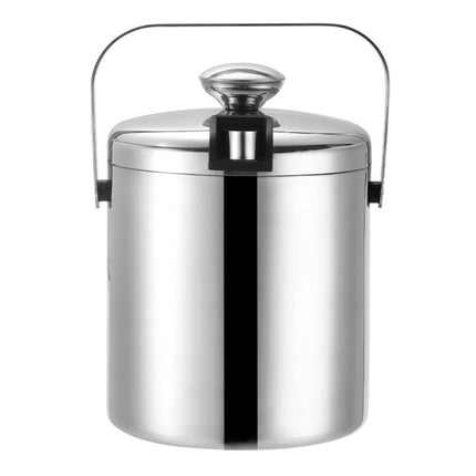 304 Stainless Steel Ice Bucket Double - Layer Hollow Bar Beer Wine Barrel With Ice Clip, Capacity: 1.3L - DealBuddy