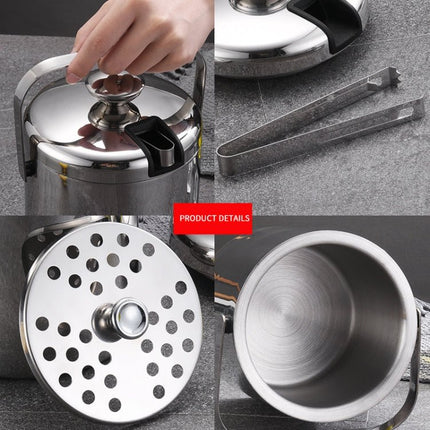 304 Stainless Steel Ice Bucket Double - Layer Hollow Bar Beer Wine Barrel With Ice Clip, Capacity: 1.3L - DealBuddy