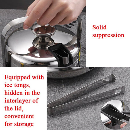 304 Stainless Steel Ice Bucket Double - Layer Hollow Bar Beer Wine Barrel With Ice Clip, Capacity: 1.3L - DealBuddy