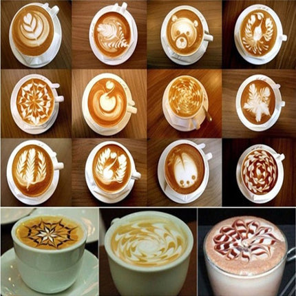 32 PCS Coffee Stencil Filter Coffee Maker Cappuccino Mold Templates Strew Flowers Pad Spray Art Baking Tools - DealBuddy