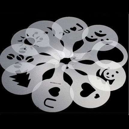 32 PCS Coffee Stencil Filter Coffee Maker Cappuccino Mold Templates Strew Flowers Pad Spray Art Baking Tools - DealBuddy