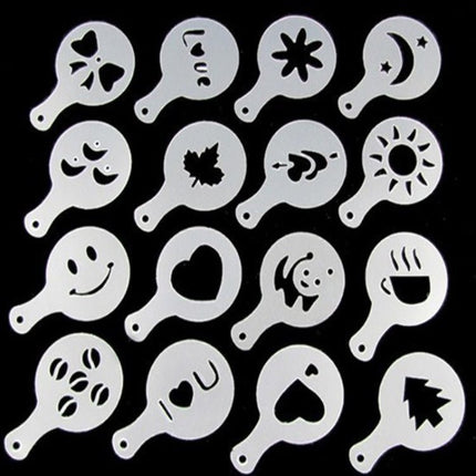 32 PCS Coffee Stencil Filter Coffee Maker Cappuccino Mold Templates Strew Flowers Pad Spray Art Baking Tools - DealBuddy