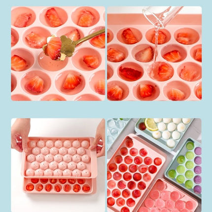 33 Grid Round Ice Hockey Mold With Lid Ice Box Small Marble Ice Tray, Random Color Delivery - DealBuddy